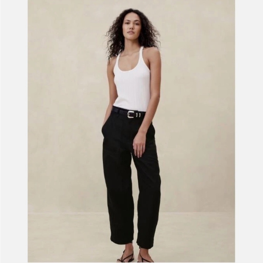 Banana Republic High Rise Cargo Utility Barrel Pant Black Women’s 6